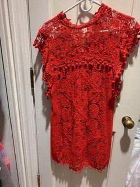 Tularosa Red Crochet Dress